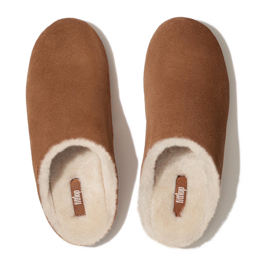 Fitflop Womens Slippers Brown - Chrissie Shearling - 20HORTYZU